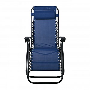 Woodwell SUPER RELAX Πολυθρόνα με Υποπόδιο, Μέταλλο Βαφή Μαύρο, Textilene Μπλε Ε-00021646 Ε618,2