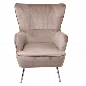 Woodwell CROMA Πολυθρόνα - Μπερζέρα Σαλονιού - Καθιστικού, Ύφασμα Ανοιχτό Καφέ Velure Ε-00021070 Ε7138,8