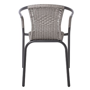 Woodwell BALENO Πολυθρόνα Στοιβαζόμενη, Μέταλλο Βαφή Ανθρακί, Wicker Mixed Grey Ε-00024004 Ε2401,3