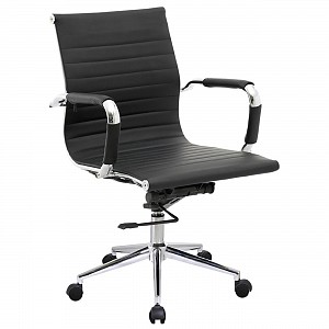 Woodwell BF3301 Πολυθρόνα Γραφείου Μέταλλο Βάση Χρώμιο, PU Μαύρο Ε-00016921 ΕΟ268