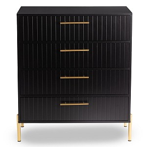Woodwell FINO Συρταριέρα με 4 Συρτάρια, Μαύρο Ε-00024409 Ε7011,2