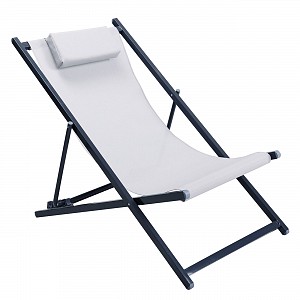 Woodwell DECK Σαιζ-Λονγκ ξαπλώστρα Μέταλλο Βαφή Ανθρακί Textilene Μπεζ Ε-00024269 Ε617,2