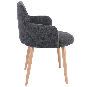 Woodwell SOUL Πολυθρόνα Τραπεζαρίας Σαλονιού - Κουζίνας, Μέταλλο Βαφή Φυσικό, Ύφασμα Γκρι Ε-00020566 ΕΜ713,2