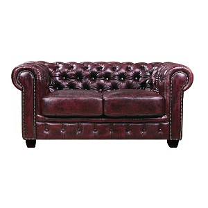 Woodwell CHESTERFIELD Birmingham Καναπές 2Θέσιος Σαλονιού Καθιστικού, Δέρμα Antique Red Ε-00015147 Ε9574,24