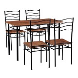 Woodwell IVAR Set Τραπεζαρία Σαλονιού Κουζίνας: Τραπέζι + 4 Καρέκλες Μέταλλο Βαφή Μαύρο, Καρυδί Ε-00022640 ΕΜ9789