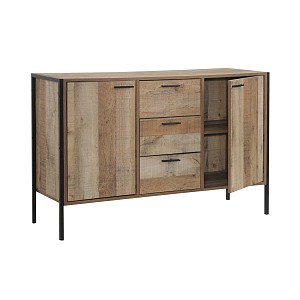 Woodwell PALLET-W Μπουφές Σαλονιού Τραπεζαρίας, Μέταλλο Βαφή Μαύρο - Antique Oak Ε-00021665 Ε8439,W
