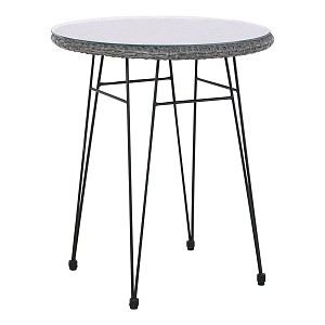 Woodwell SALSA Τραπέζι H.70cm Μέταλλο Βαφή Μαύρο, Wicker Γκρι Ε-00022123 Ε244,ΤΗ1