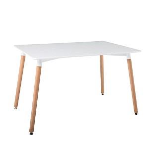 Woodwell ART Τραπέζι Τραπεζαρίας Κουζίνας, Άσπρο MDF, Πόδια Οξιά Φυσικό Ε-00013686 Ε7088,1