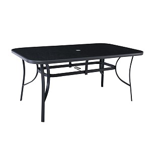 Woodwell VERONA Τραπέζι Μέταλλο Βαφή Ανθρακί, Γυαλί Silk Screen Ε-00018766 Ε272,0