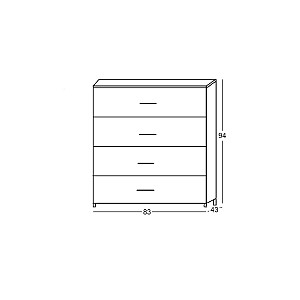 Woodwell FINO Συρταριέρα με 4 Συρτάρια, Μαύρο Ε-00024409 Ε7011,2