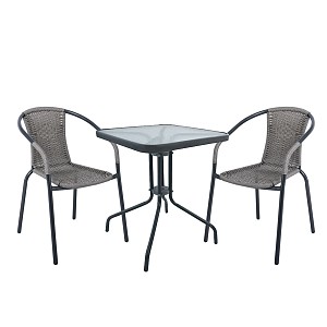 Woodwell BALENO Set Κήπου - Βεράντας: Τραπέζι + 2 Πολυθρόνες Μέταλλο Ανθρακί, Wicker Mixed Grey Ε-00022560 Ε240,10