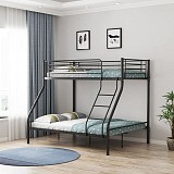Woodwell DOUBLE Κρεβάτι Κουκέτα Μέταλλο Βαφή Μαύρο, Για στρώματα 140x190+90x190cm Ε-00025037 Ε8045,1