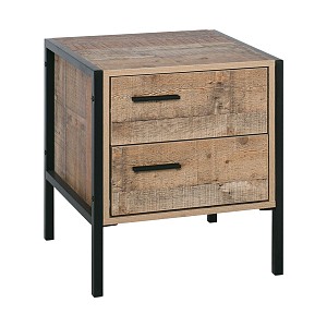 Woodwell PALLET-W Κομοδίνο με 2 Συρτάρια Μέταλλο Βαφή Μαύρο - Antique Oak Ε-00021517 Ε8433,W
