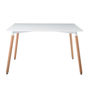 Woodwell ART Τραπέζι Τραπεζαρίας Κουζίνας, Άσπρο MDF, Πόδια Οξιά Φυσικό Ε-00013686 Ε7088,1