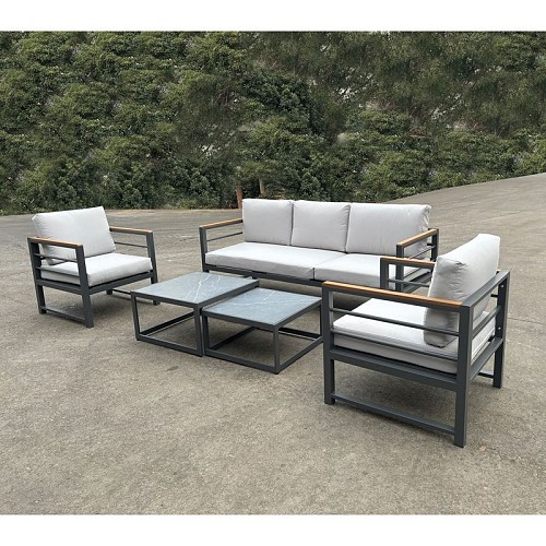 Woodwell MARILIAN Set Σαλόνι Κήπου, 5τεμ, Μέταλλο Βαφή Ανθρακί, Μαξιλάρια Γκρι Ε-00024846 Ε6871,1