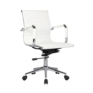 Woodwell BF3301 Πολυθρόνα Γραφείου Μέταλλο Βάση Χρώμιο, PU Άσπρο Ε-00016922 ΕΟ268,1