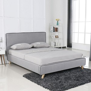 Woodwell MORISSON Κρεβάτι Διπλό, για Στρώμα 160x200cm, Ύφασμα Ανοιχτό Γκρι Ε-00018687 Ε8078,1