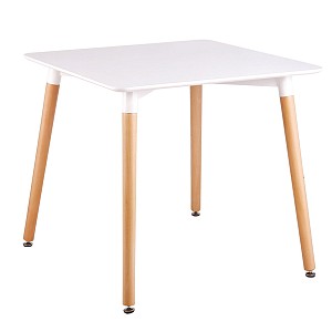 Woodwell ART Τραπέζι Τραπεζαρίας Άσπρο MDF, Πόδια Οξιά Φυσικό Ε-00013683 Ε7087,1