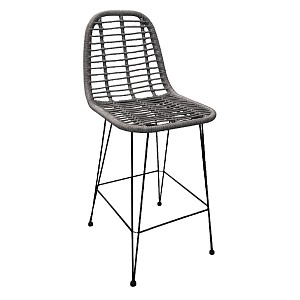 Woodwell SALSA Σκαμπό BAR-Pro με Πλάτη, Μέταλλο Βαφή Μαύρο, Wicker Γκρι Ε-00020930 Ε252,2