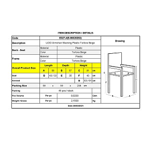 Woodwell LIDO Πολυθρόνα Τραπεζαρίας Κήπου - Βεράντας Στοιβαζόμενη, PP Απόχρωση Tortora Ε-00020282 Ε327,4