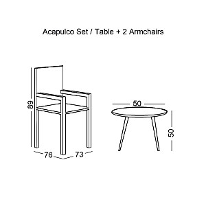 Woodwell ACAPULCO Set Κήπου - Βεράντας: Τραπέζι + 2 Πολυθρόνες Μέταλλο Μαύρο / Rattan Μαύρο Ε-00022171 Ε245,2S