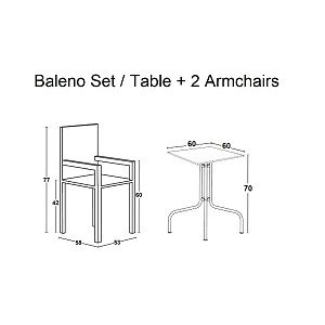 Woodwell BALENO Set Κήπου - Βεράντας: Τραπέζι + 2 Πολυθρόνες Μέταλλο Ανθρακί, Wicker Mixed Grey Ε-00022560 Ε240,10