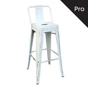 Woodwell RELIX Σκαμπό Bar-Pro με Πλάτη, Μέταλλο Βαφή Antique White Ε-00015679 Ε5199,12