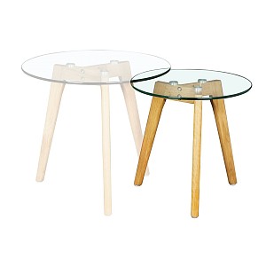 Woodwell TARGET Τραπεζάκι Βοηθητικό Ξύλο - Γυαλί 8mm Ε-00016974 Ε7745,2