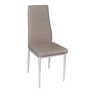 Woodwell JETTA Καρέκλα Τραπεζαρίας - Κουζίνας, Μέταλλο Χρώμιο, Pvc Cappuccino (Συσκ.6) Ε-00017837 ΕΜ966Χ,96