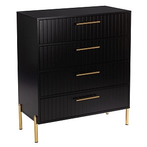 Woodwell FINO Συρταριέρα με 4 Συρτάρια, Μαύρο Ε-00024409 Ε7011,2