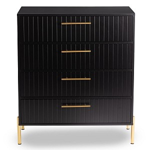 Woodwell FINO Συρταριέρα με 4 Συρτάρια, Μαύρο Ε-00024409 Ε7011,2