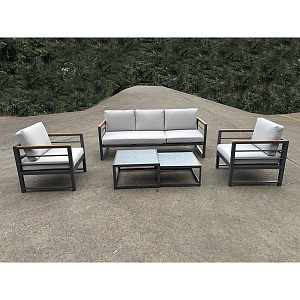 Woodwell MARILIAN Set Σαλόνι Κήπου, 5τεμ, Μέταλλο Βαφή Ανθρακί, Μαξιλάρια Γκρι Ε-00024846 Ε6871,1