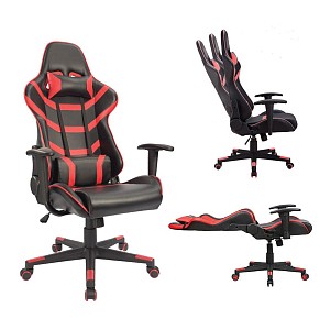 Woodwell BF9050 Gaming Πολυθρόνα Γραφείου, Ανάκλιση Πλάτης έως 90°, Pu Μαύρο - Κόκκινο Ε-00019279 ΕΟ588,1