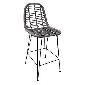 Woodwell SALSA Σκαμπό BAR-Pro με Πλάτη, Μέταλλο Βαφή Μαύρο, Wicker Γκρι Ε-00020930 Ε252,2