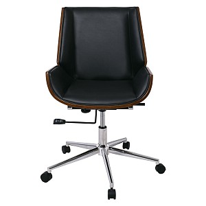 Woodwell BF9860 Πολυθρόνα Γραφείου Μέταλλο Χρώμιο Καρυδί - Pu Μαύρο Ε-00021089 ΕΟ538,1