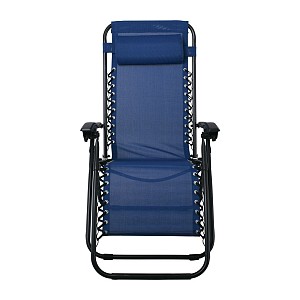 Woodwell SUPER RELAX Πολυθρόνα με Υποπόδιο, Μέταλλο Βαφή Μαύρο, Textilene Μπλε Ε-00021646 Ε618,2
