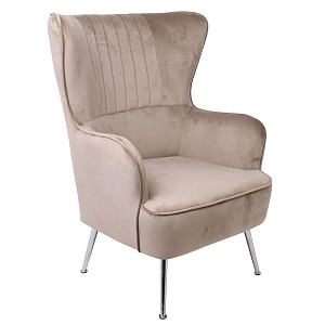 Woodwell CROMA Πολυθρόνα - Μπερζέρα Σαλονιού - Καθιστικού, Ύφασμα Ανοιχτό Καφέ Velure Ε-00021070 Ε7138,8