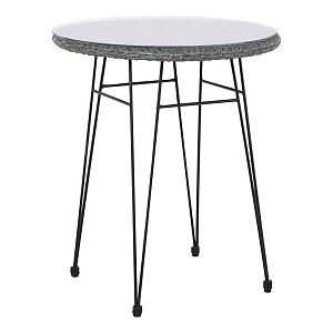 Woodwell SALSA Τραπέζι H.70cm Μέταλλο Βαφή Μαύρο, Wicker Γκρι Ε-00022123 Ε244,ΤΗ1