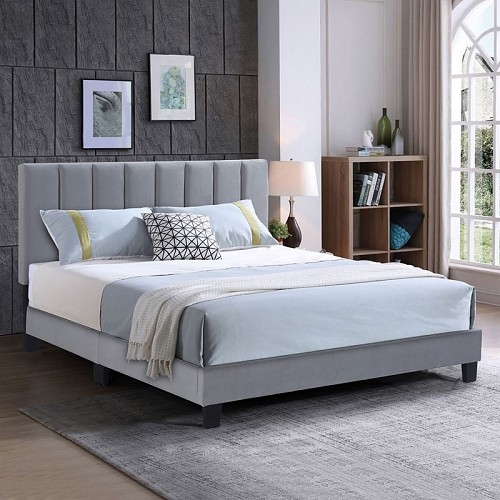 Woodwell ALLEGRO Κρεβάτι Διπλό για Στρώμα 140x190cm, Ύφασμα Γκρι, με Κεφαλάρι πολλαπλών θέσεων Ε-00024771 Ε8804,11