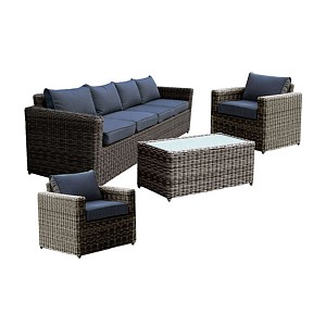 Woodwell ARIZONA Set Σαλόνι Κήπου ALU: 4Θέσιος +2 Πολυθρόνες +Τραπέζι Wicker Grey Brown- Μαξ.Ανθρακί Ε-00017352 Ε6734,04