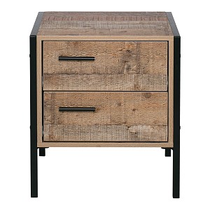 Woodwell PALLET-W Κομοδίνο με 2 Συρτάρια Μέταλλο Βαφή Μαύρο - Antique Oak Ε-00021517 Ε8433,W