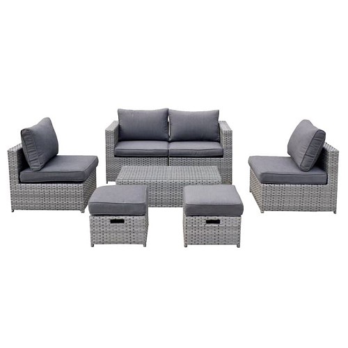 Woodwell BALI Set Μέταλλο - Wicker: Τραπέζι+ 2θ Καναπέ+ 2 Σκαμπό+ 2 καθίσματα, Απόχρωση Γκρι Ε-00025289 Ε6625,1