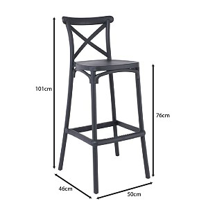 Woodwell DESTINY Σκαμπό BAR με Πλάτη, PP Ανθρακί Ε-00023653 Ε388,2