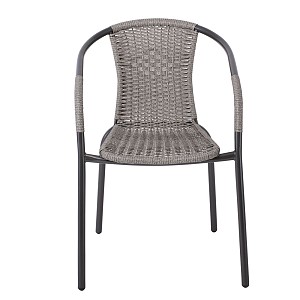 Woodwell BALENO Πολυθρόνα Στοιβαζόμενη, Μέταλλο Βαφή Ανθρακί, Wicker Mixed Grey Ε-00024004 Ε2401,3