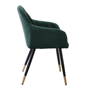 Woodwell RENA Πολυθρόνα Μέταλλο Βαφή Μαύρο, Ύφασμα Velure, Απόχρωση Forest Green Ε-00024371 ΕΜ785,3