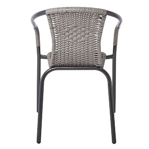 Woodwell BALENO Πολυθρόνα Στοιβαζόμενη, Μέταλλο Βαφή Ανθρακί, Wicker Mixed Grey Ε-00024004 Ε2401,3