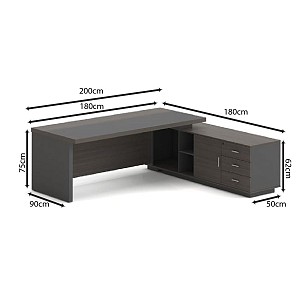 Woodwell VIP Γραφείο Δεξιά Γωνία, Απόχρωση Grey Walnut Ε-00025780 ΕΟ929,R