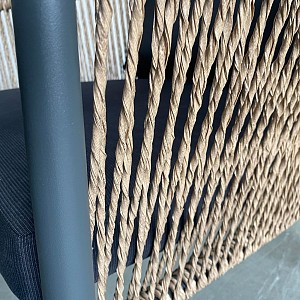 Woodwell GASBA Set Σαλόνι Κήπου 4τεμ, Alu Ανθρακί, Rope Wicker Φυσικό, Μαξιλάρια Σκούρο Γκρι Ε-00025930 Ε6874,1
