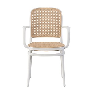 Woodwell FLORENCE Πολυθρόνα PP Άσπρο, PP Rattan Μπεζ, Στοιβαζόμενη Ε-00025565 Ε387,10