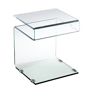 Woodwell GLASSER Τραπεζάκι Βοηθητικό Διάφανο Γυαλί 12mm Ε-00015896 ΕΜ735